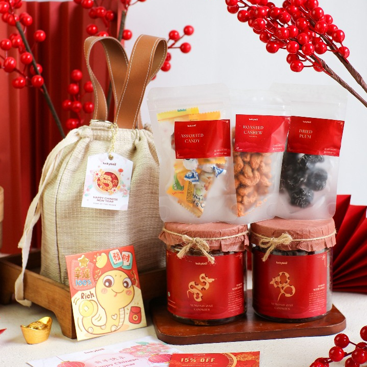 

Hampers Imlek / CNY Hampers / Parcel Imlek - PREMIUM CANVAS BAG - SET HAPPINESS - LUCKYBITE