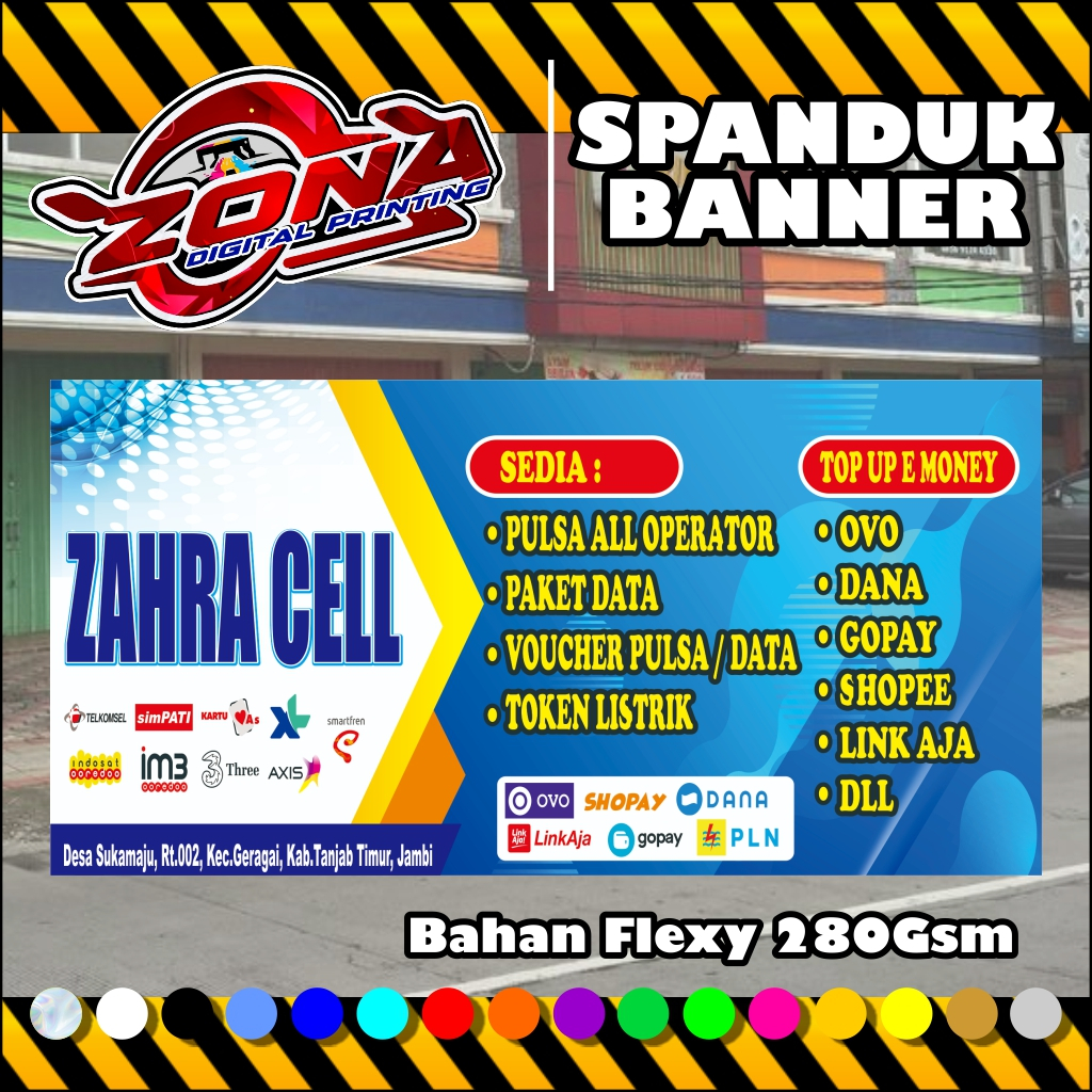 Spanduk Banner Konter Cell Custom Nama menu