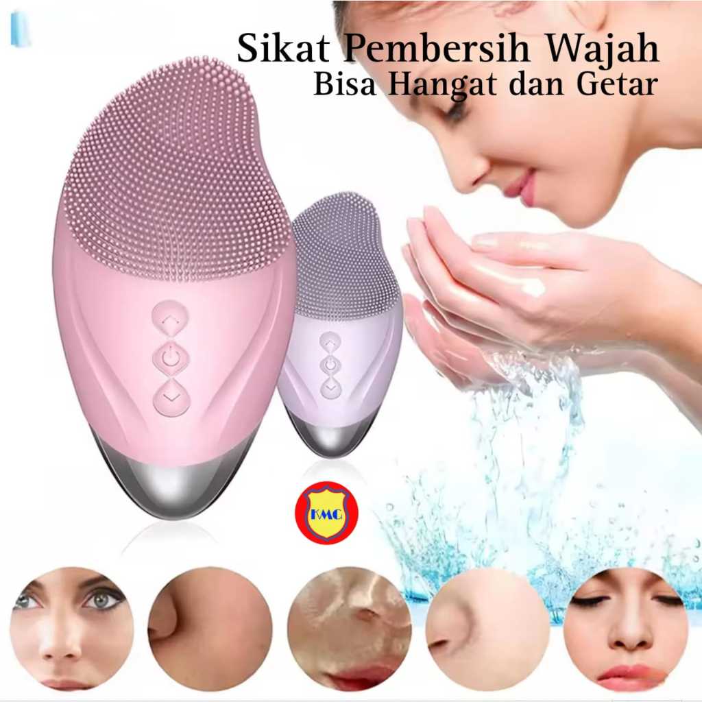 Alat Pembersih Wajah Elektric-Alat Cuci Muka Muka Elektrik-Bisa Hangat dan Getar 5 Level