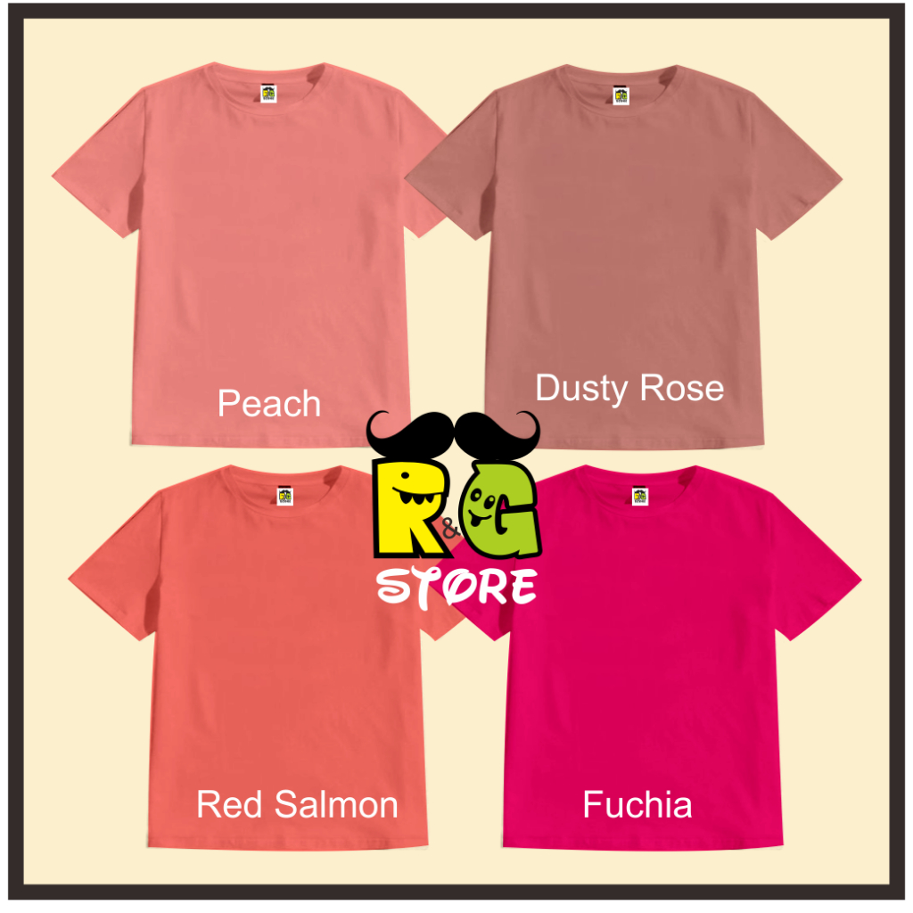 HORIZONTAL KAOS ANAK POLOS COMBED PEACH, DUSTY ROSE, FUCHIA/FANTA, RED SALMON