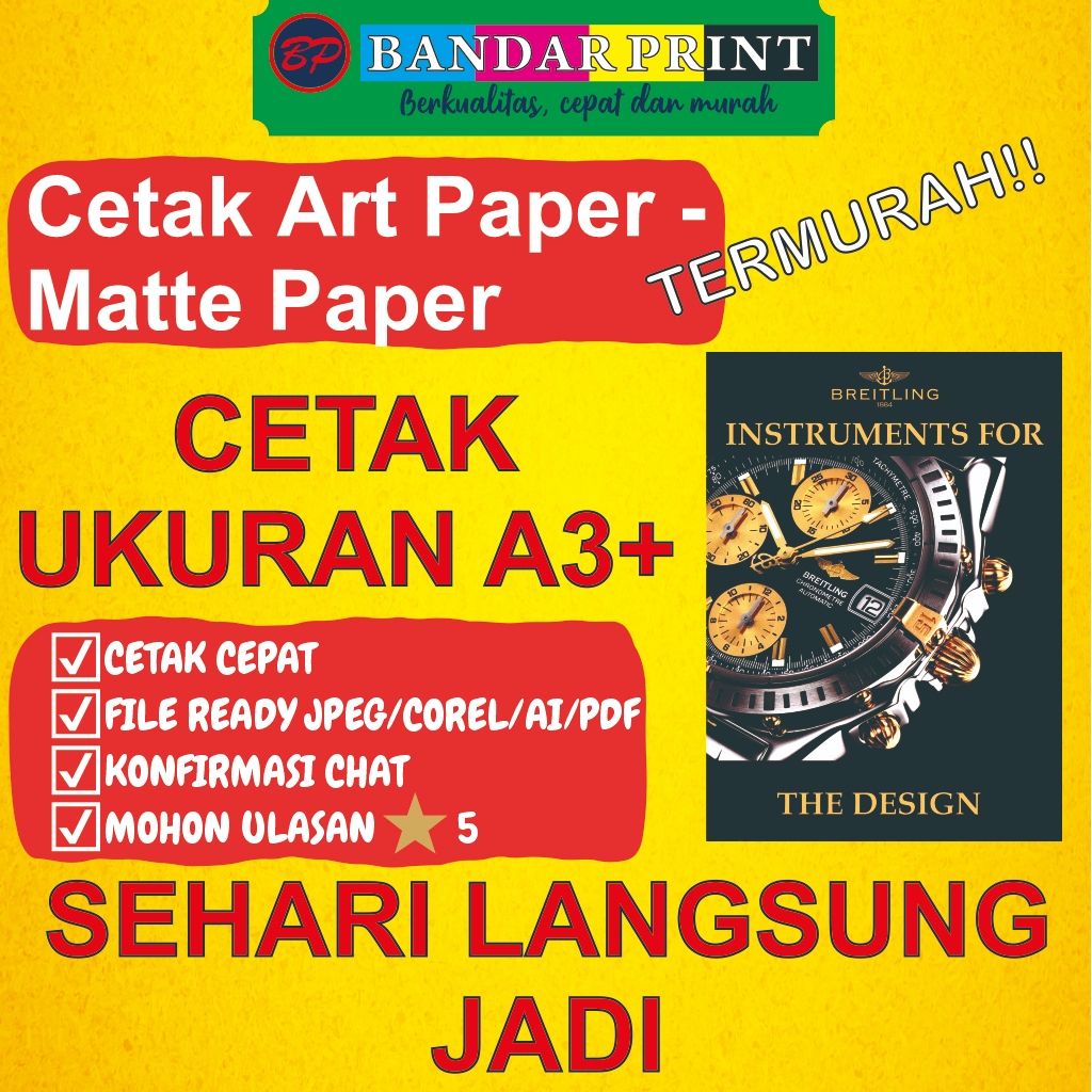 

Print A3+ | Cetak A3+ MURAH | Art Paper - Matte Paper 120 - 150 | 1 Sisi / 2 Sisi