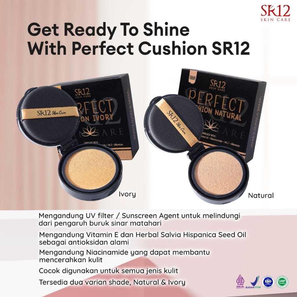 Perfect Cushion Refil SR12 Natural | Ivory  Bedak Waterproof Glowing Tahan Lama