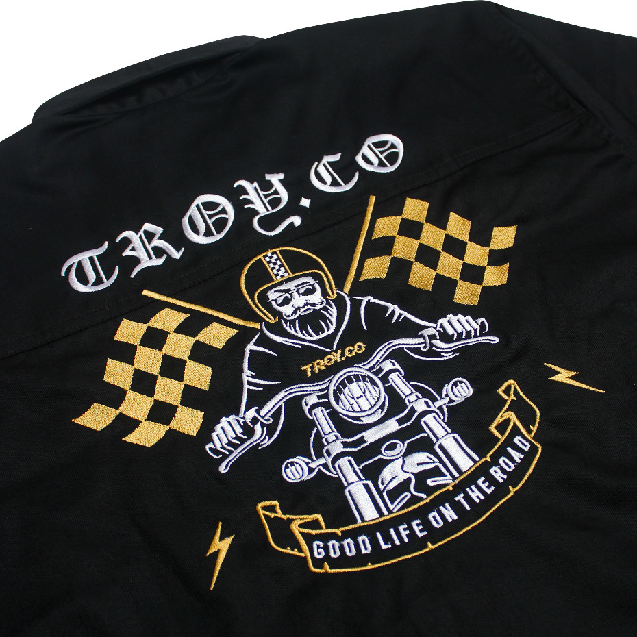 Troy Company Workshirt Workwear Engineers Black Gold Moto - Kemeja Workshirt Pria Hitam WS 2895