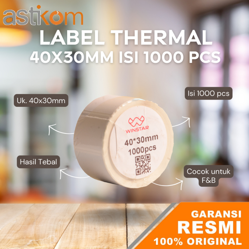 

Kertas Stiker Label Thermal Winstar 40X30mm 1000pcs 1 Roll