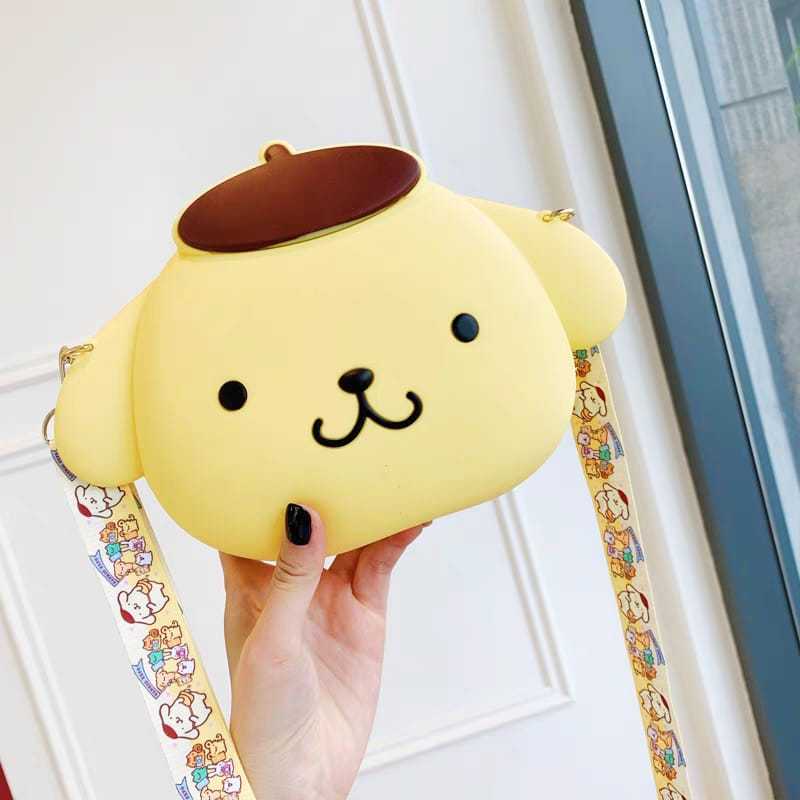 Tas Karakter CINNAMOROLL Anak Silikon Karet Resleting Cewek Dewasa Lucu Tas Selempang Anak Wanita