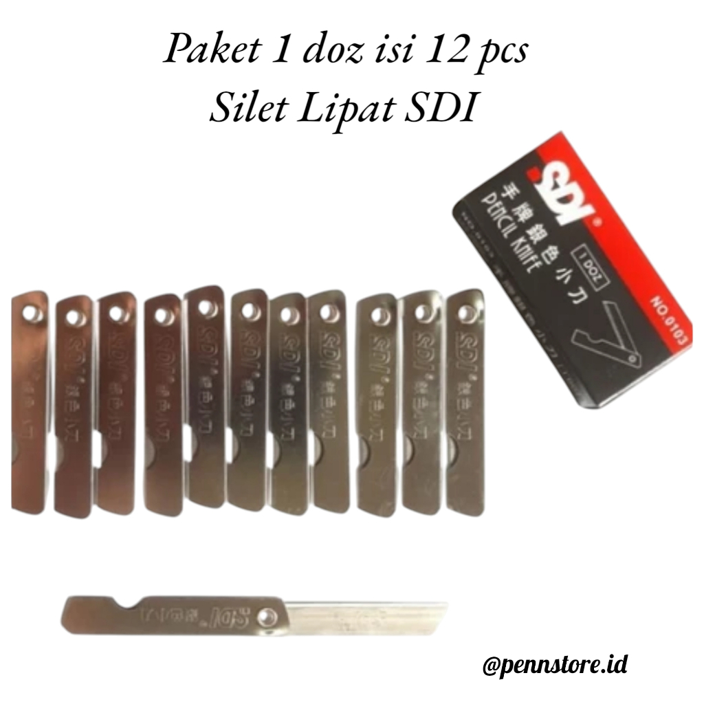 

(1 Pack isi 12 pcs) Cutter Lipat SDI - Pemes Besi Silet Kecil dan Tajam