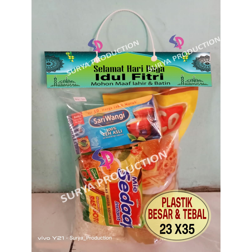 

(ISI 6) TAS PLASTIK SEMBAKO LEBARAN / TAS BINGKISAN LABEL SNACK UKURAN BESAR