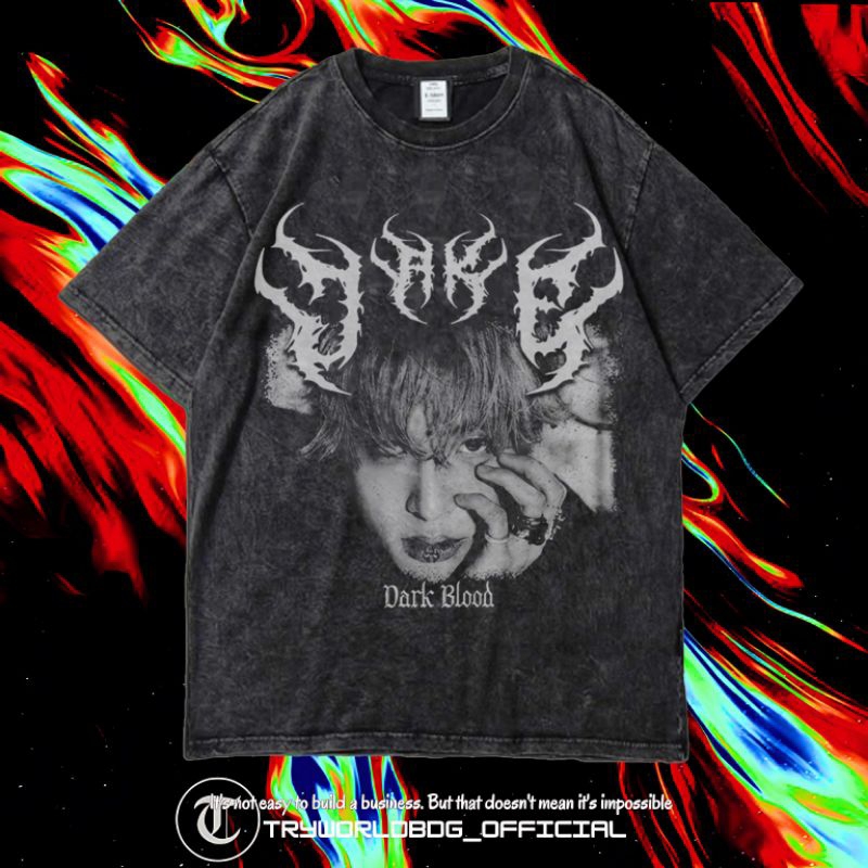 KAOS OVERSIZED / KAOS WASHED / OVERSIZED T SHIRT / KAOS JAKE DARK BLOOD ENHYPEN WASHING VINTAGE TEE