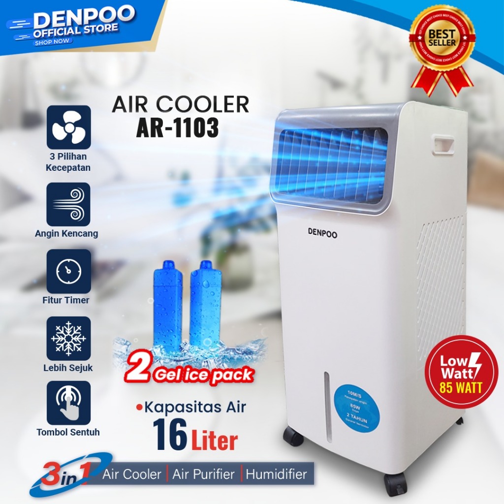 DENPOO AIR COOLER PENYEJUK RUANGAN HUMIDIFIER AIR PURIFIER AR1103