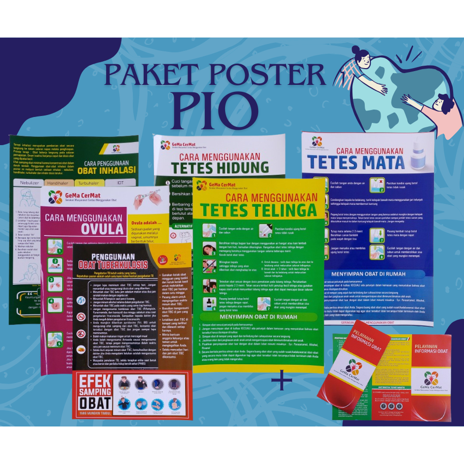 Paket Poster PIO - Penggunaan Obat dan Leaflet - Farmasi Apotek