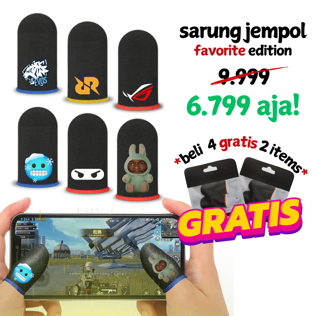 Sarung Jempol Logo eSports Custom Premium untuk Game FF, Mobile Legends, COD Gratis Ongkir Grosir Ko