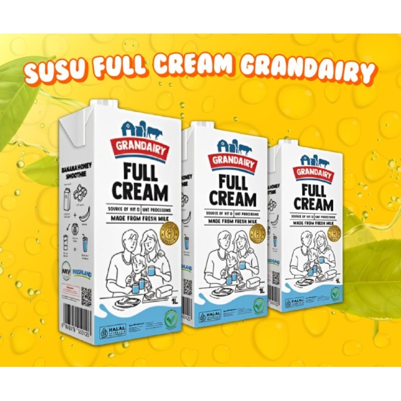 

Grandairy Susu UHT Full Cream 1 Liter | Milk 1L | HALAL