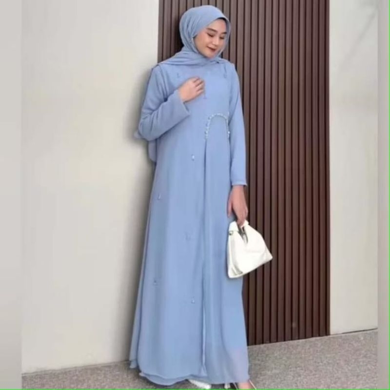 Naomi - baju gamis dress Payet busui jumbo M L XL XXL ceruty baby doll full furing outer terpisah le