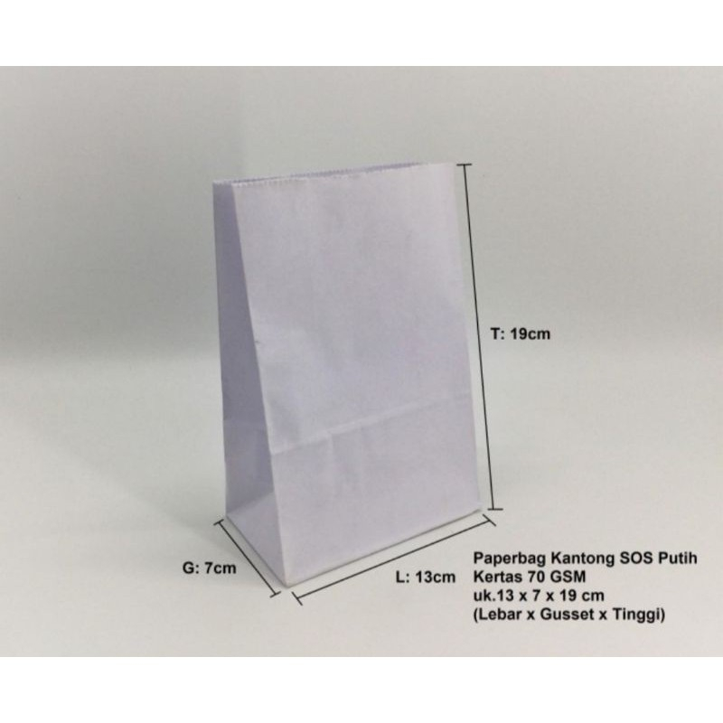 

Paperbag Kantong Kertas Putih Polos SOS 13x7x19cm Roti Boy Kopi