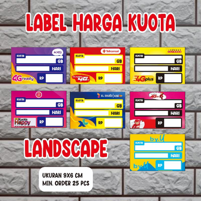 

Label Harga Kuota / Paket Data / Voucher LANDSCAPE 9 x 6 cm Min. Order 25 Pcs