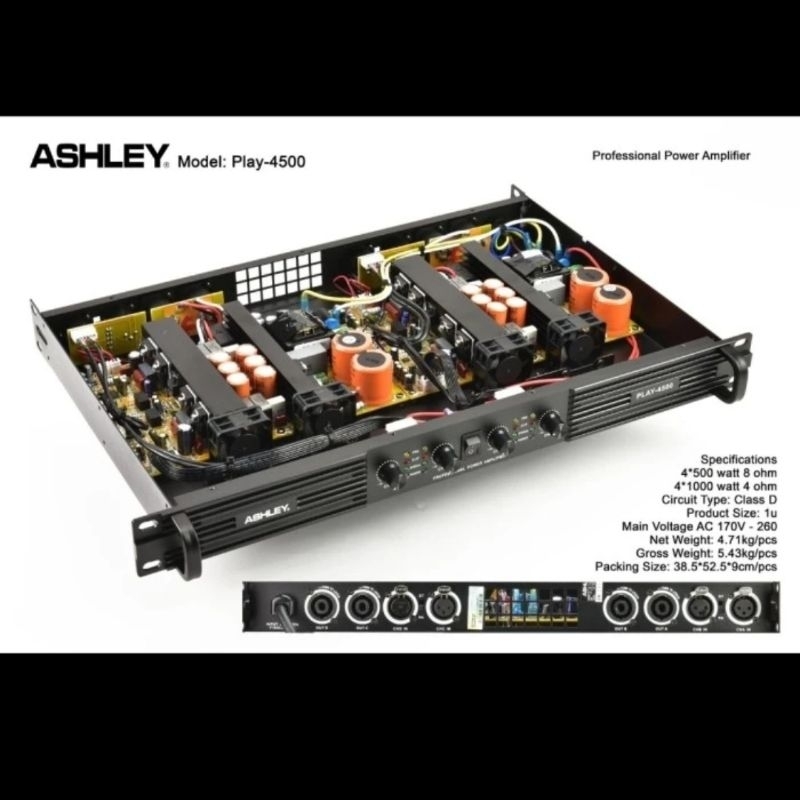 Power Amplifier Ashley  Play 4500/ Play4500 4 Channel Class  D Original