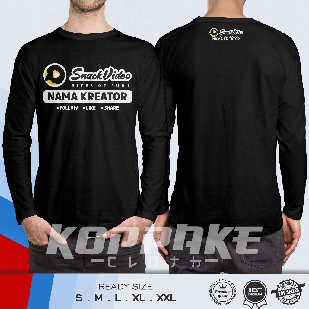 Kaos Snack Video Gratis Nama Kreator Lengan Panjang Baju Distro