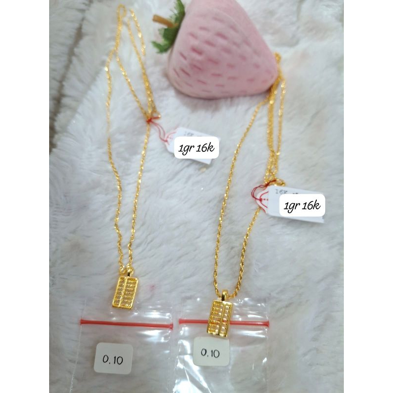 Kalung Emas Asli Korea 16k & Liontin Sempoa 24k Hongkong 999.9