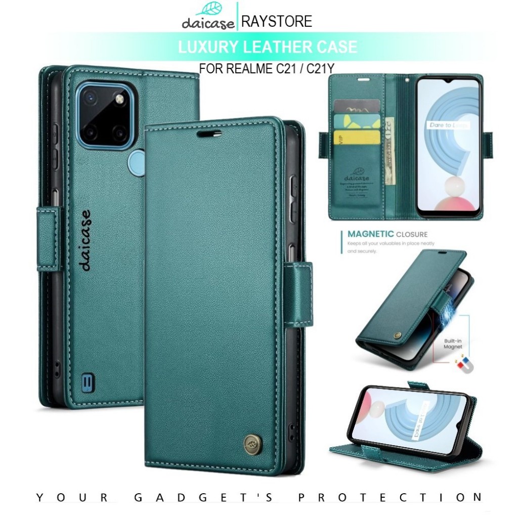 REALME C21 FLIP LEATHER CASE PREMIUM-FLIP WALLET CASE UNTUK REALME C21