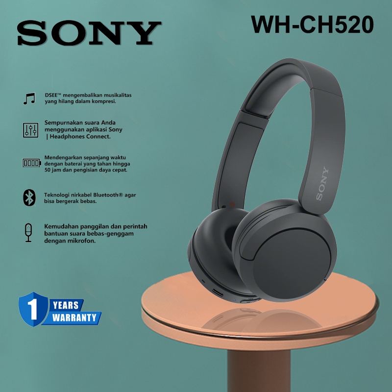 8K7V Sony Wh-Ch520 On Ear Wireless Headphone / Ch520 / Ch-520 Up To 50 Hours Battery Life