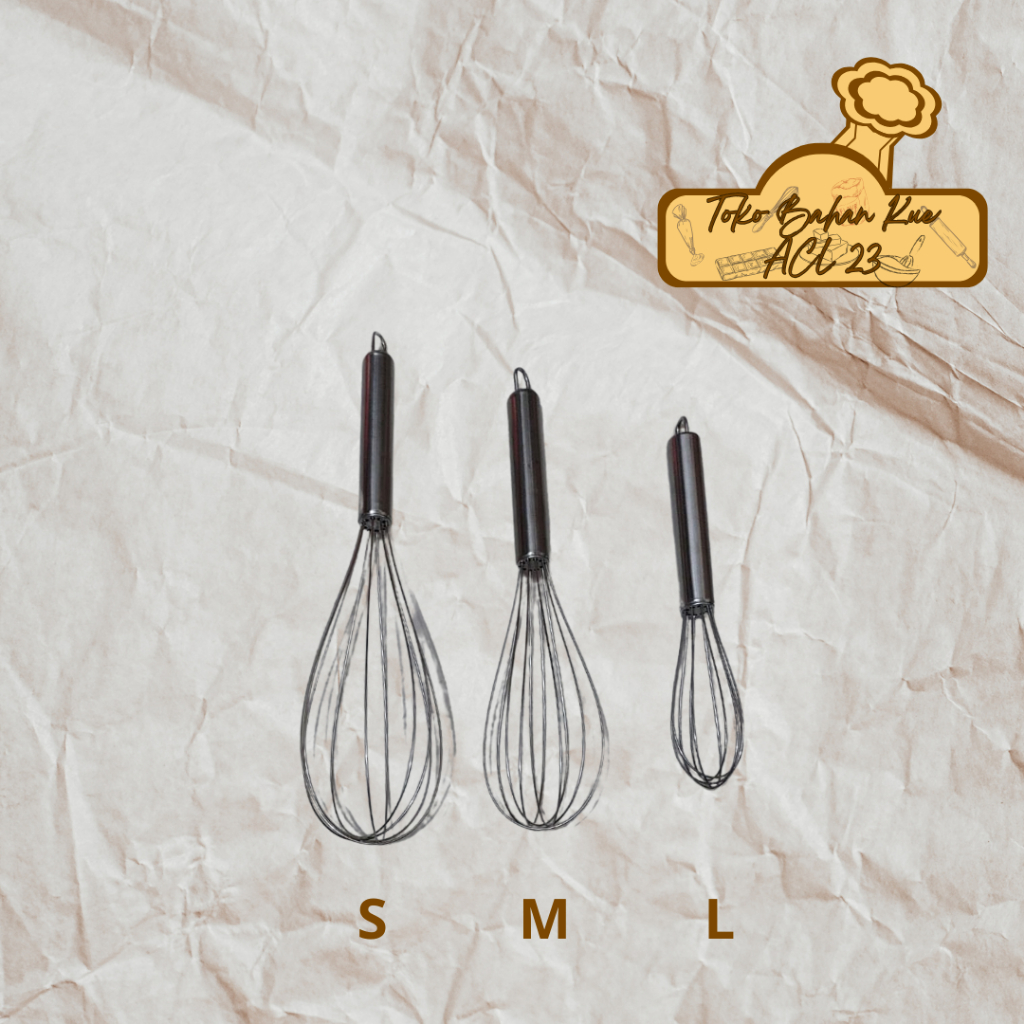 Whisk Stainless/Pengocok Telur Stainless/Whisk Egg Beater/Baking Tool/Ballon Whisk Stainless S M L