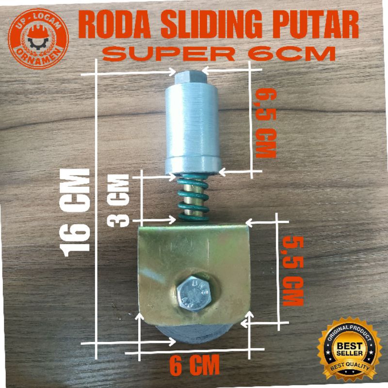 Roda Sliding Besi As Asli Super Ukuran 6 Cm / Pintu Garasi Carport / Anti Anjlog / roda putar