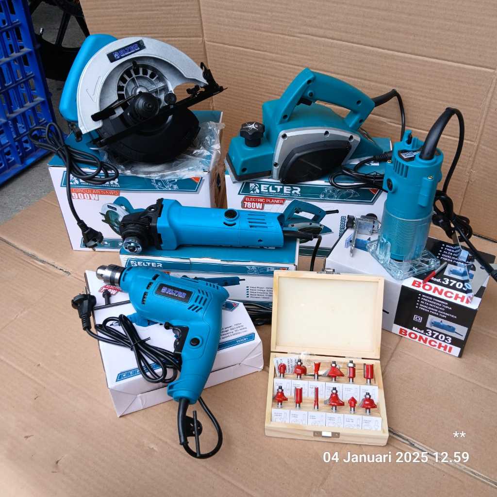 BANTING HARGA  PAKET TUKANG MESIN GERGAJI KAYU CIRCULAR SAW 7IN+MESIN GERINDA TANGAN 4IN TAHAN PANAS