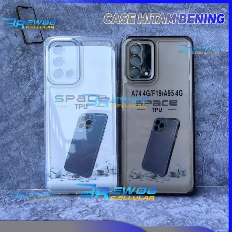 Softcase Space Transparan Oppo A74 4G/A95 4G/F19 Silikon+Protec Camera case mewah