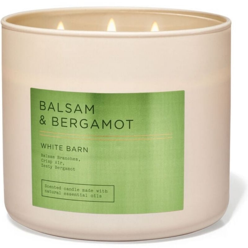 

WHITE BARN BALSAM & BERGAMOT 3 WICK CANDLE 411 G LILIN WANGI 3 SUMBU UKURAN BESAR PENGHARUM RUANGAN BATH & BODY WORKS BBW