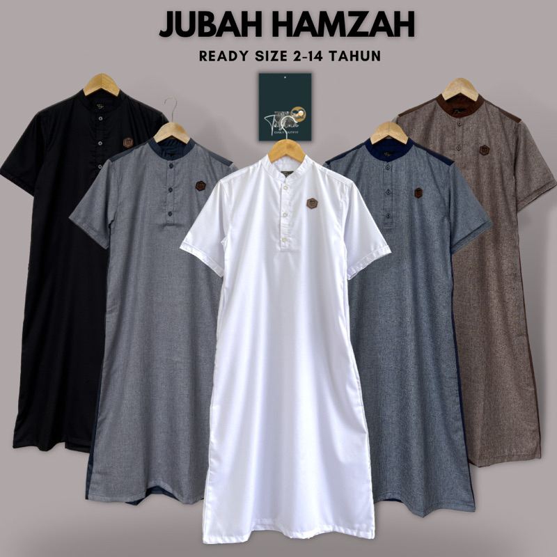 Baju Gamis Lebaran 2025 Jubah Anak Laki Laki Kancing Tiga Lengan Pendek Umur 2 Hingga 14Tahun