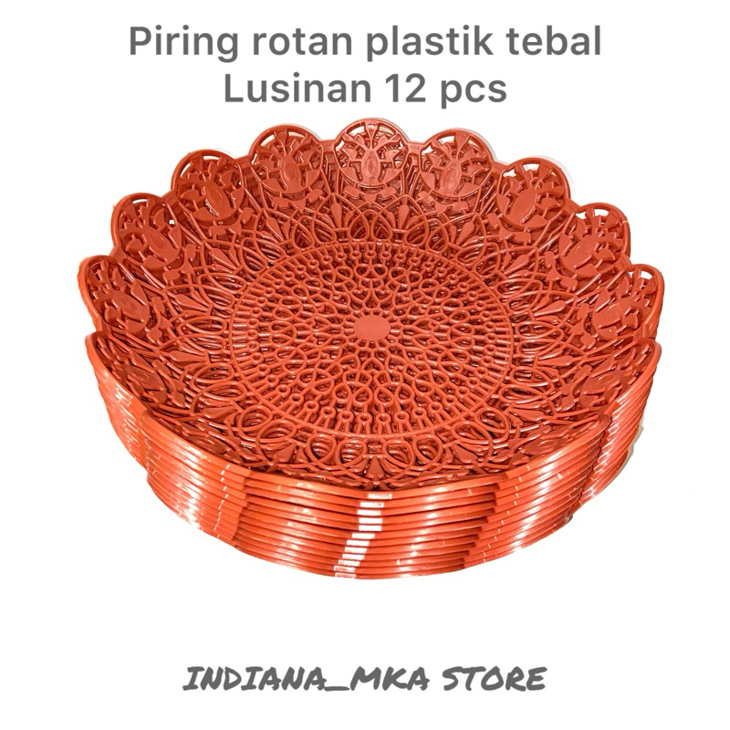 (12 pcs) Piring Rotan Tebal Kilap / Piring Rotan Plastik / Piring Rotan Murah