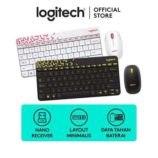Logitech MK240 Nano Receiver Wireless Mouse Keyboard - Hitam