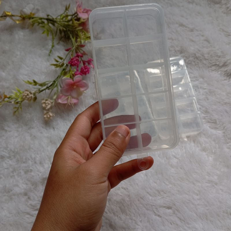 KOTAK PENYIMPANAN PLASTIK/KOTAK MANIK MANIK 10 SEKAT/KOTAK OBAT/KOTAK PERHIASAN KECIL/KOTAK BARANG K