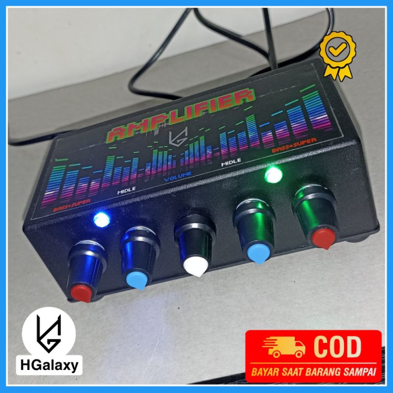 Power Amplifier mini stereo 5 potensio trible bass+super 12Volt