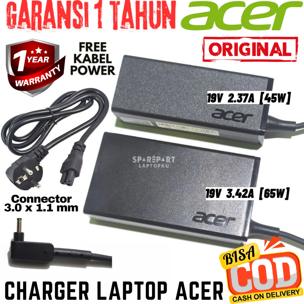 Cas Casan Charger Adaptor Laptop Acer Series Original Garansi Aspire 3 A314-22 A314-22G Aspire 5 A51