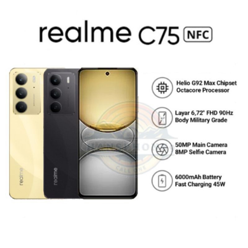 HP REALME C75 NFC 8/256 8/128 GB RAM 8GB ROM 256GB 128GB GARANSI RESMI REALME INDONESIA