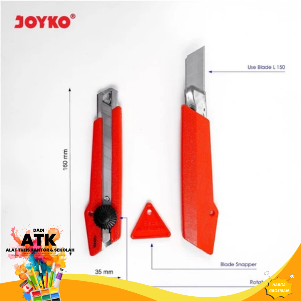 

Cutter Joyko L-500 + Isi Pisau L-150 (1 Tube) – Cutter Tajam & Awet