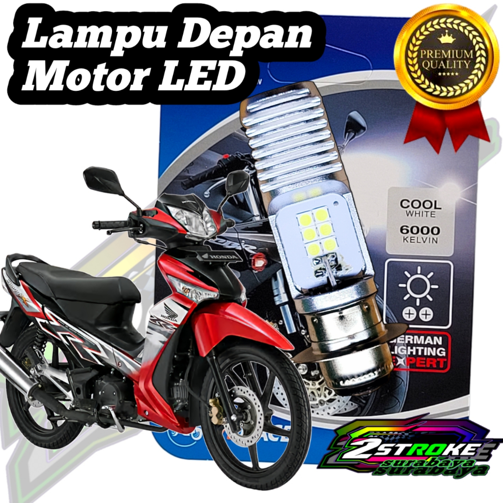 Lampu Depan Motor Honda Supra X 125 LED Putih H6 Ac/Dc 12Volt M2b Pro Pengganti Dop/Bohlam Standart