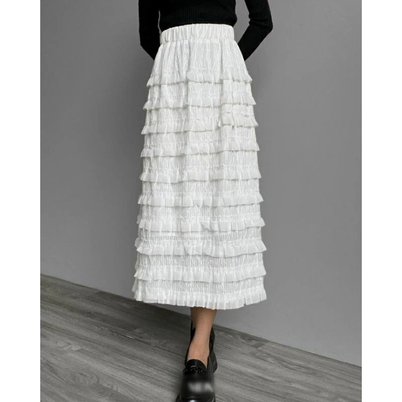 Rok Ruffle Susun | Rok Ruffle | Rok Putih | Rok Premium BKK