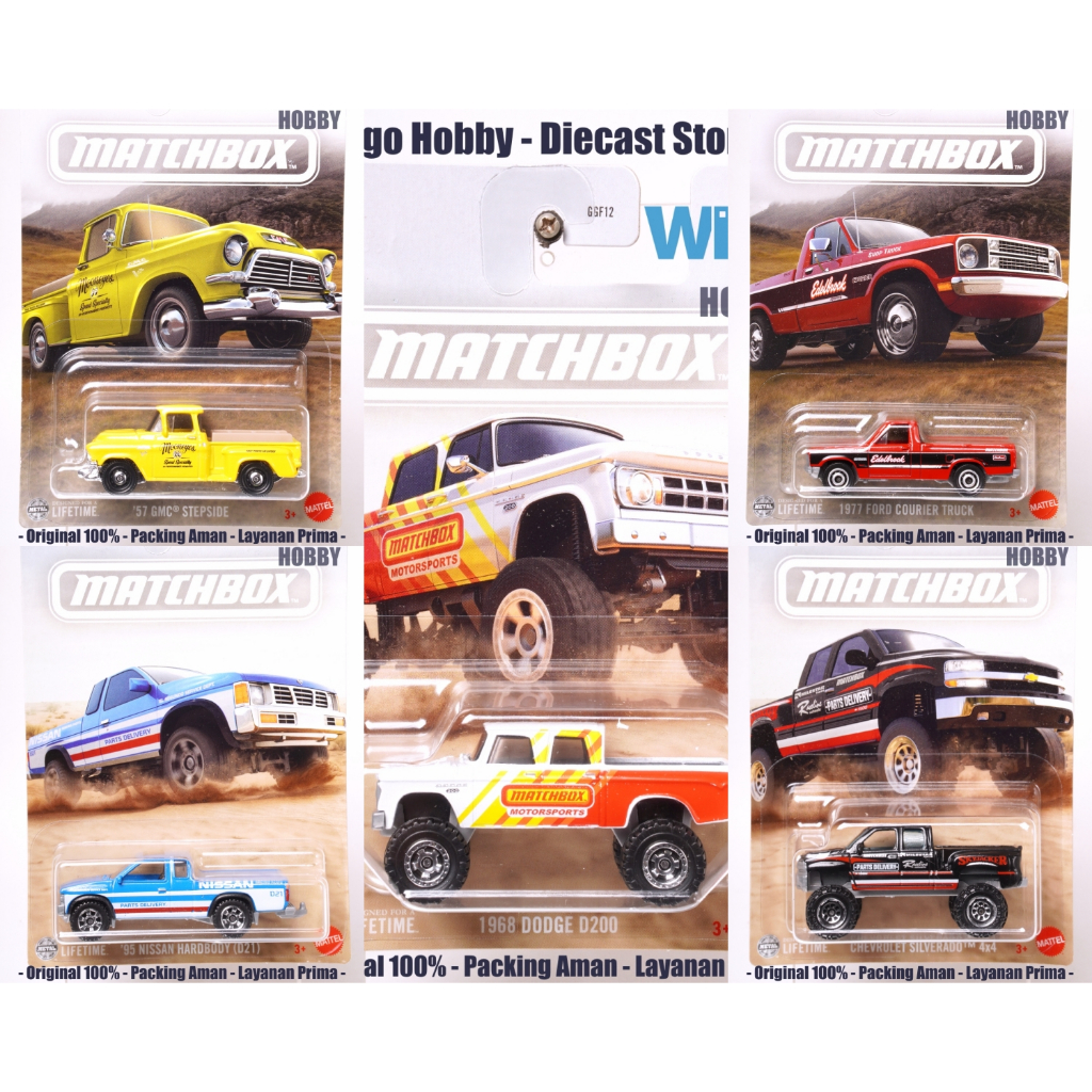 Matchbox Pickup Truck Set Paket isi 5 inc Dodge D200 Nissan Hardbody GMC Stepside mooneyes Chevrolet