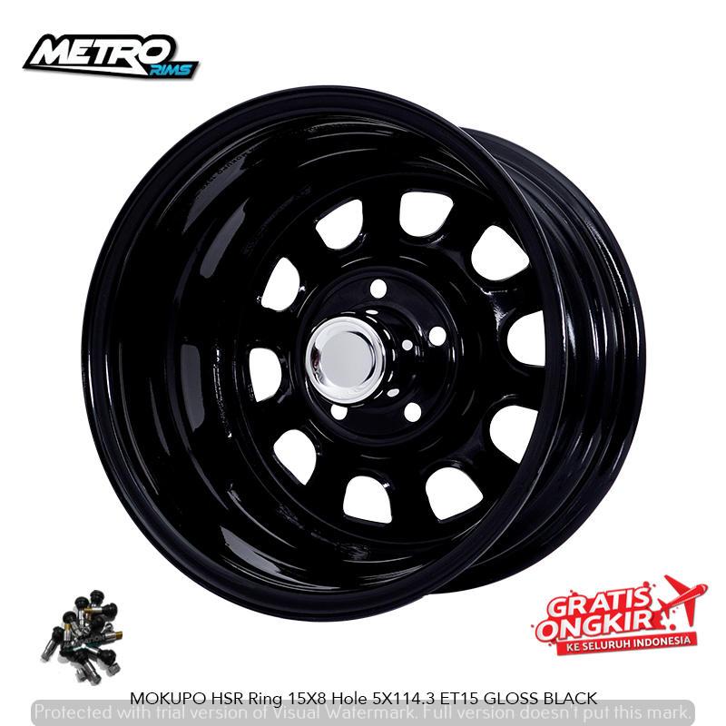 VELG MOKUPO HSR R16X8 H5X114,3 ET15 BLACK pelek kaleng mobil crv gen1, innova, taruna, kuda ring 15