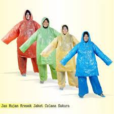 Jas Hujan Plastik Sakura LDPE Tebal – Model Ponco & Setelan Lengan Panjang