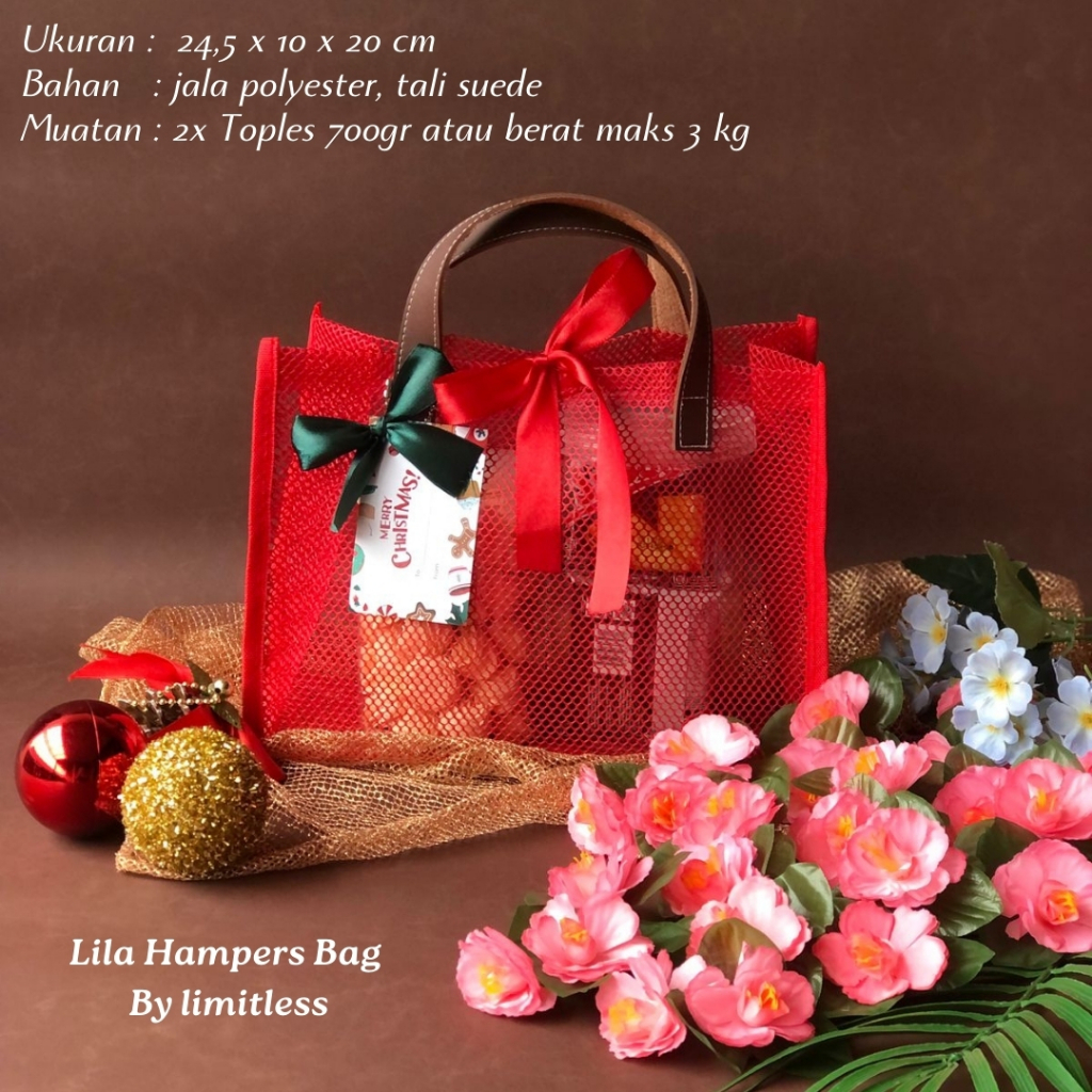 

Limitless - Tas Hampers LILA Bahan Jala / Tas Bingkisan Hantaran Natal Ied Fitri / Tas Kado Kue / Goodie Bag Christmas