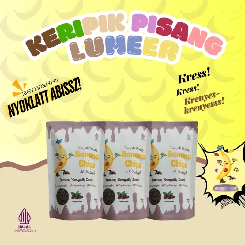 

Banana Chips ~ Paket Bundling 3 Rasa Cappuccino Keripik Pisang Coklat Lumer Renyah Lezat