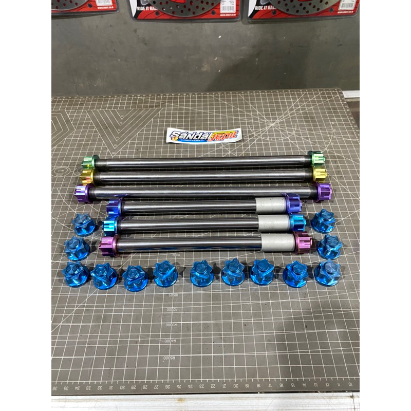 AS RODA DEPAN BELAKANG SET NINJA R RR SS AS RODA DEPAN TITANIUM AS RODA BELAKANG TITANIUM AS RODA DE