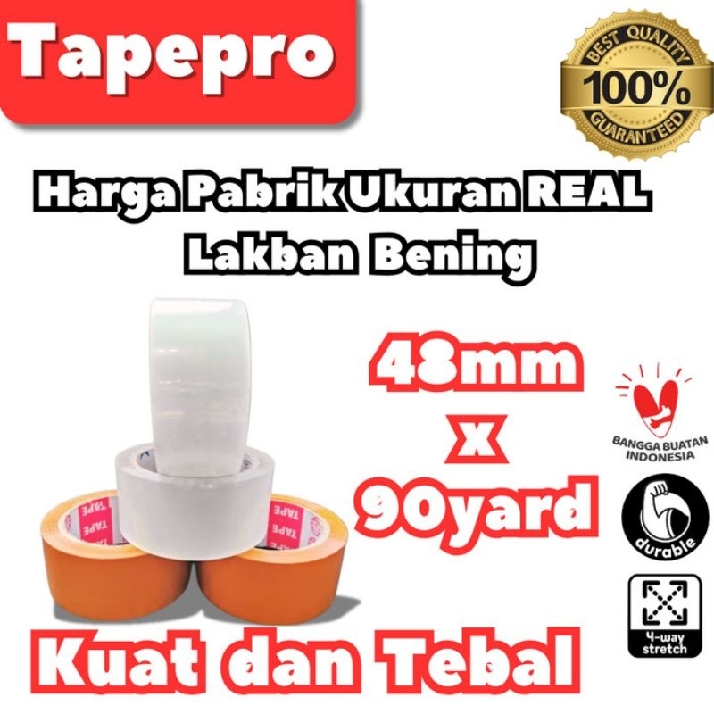 

Tapepro Harga Pabrik Ukuran REAL Lakban Bening Coklat 48mm X 90yard