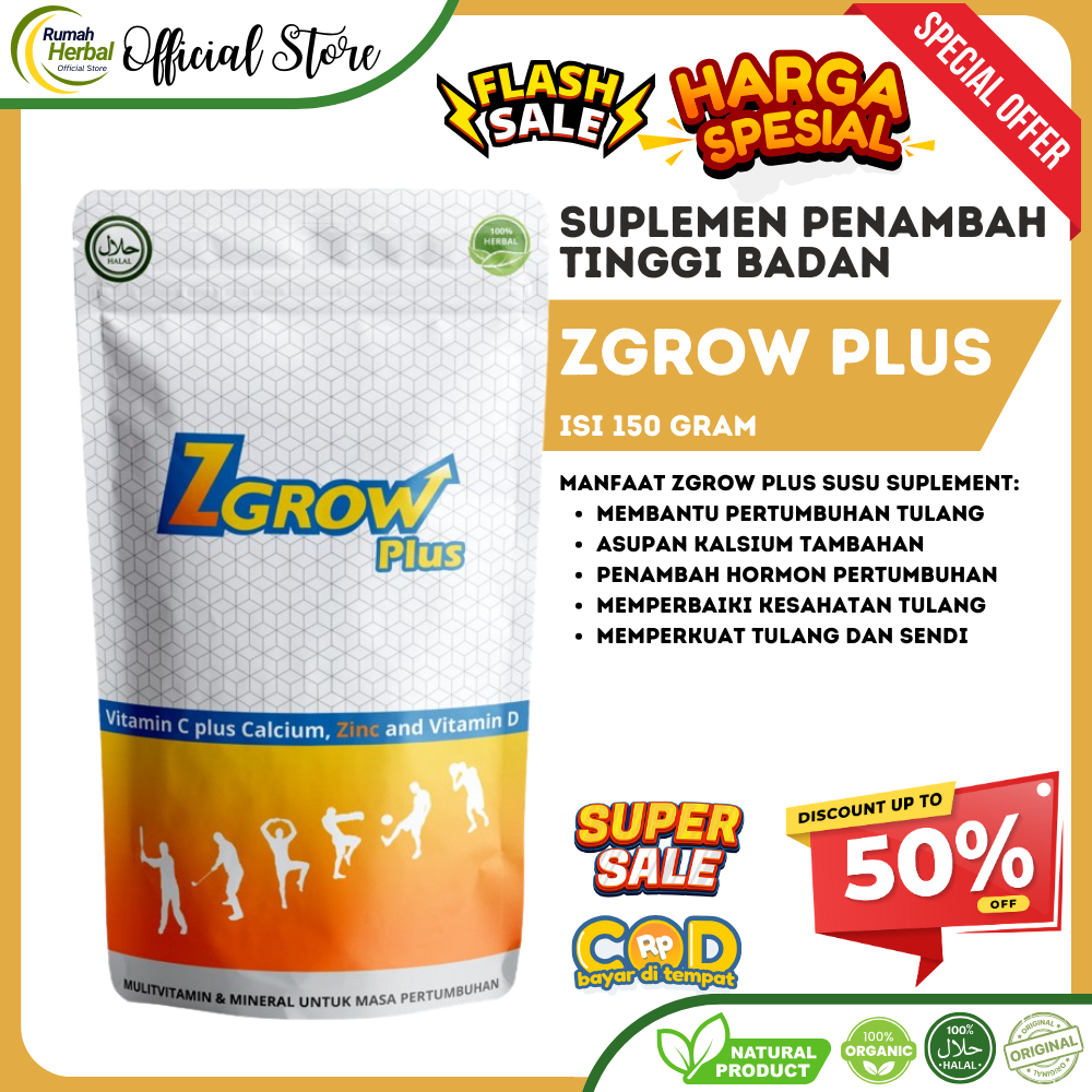 

SUSU PENINGGI BADAN TINGGI KALSIUM UNTUK ANAK HINGGA DEWASA TERBAIK ZGROW PLUS ORIGINAL