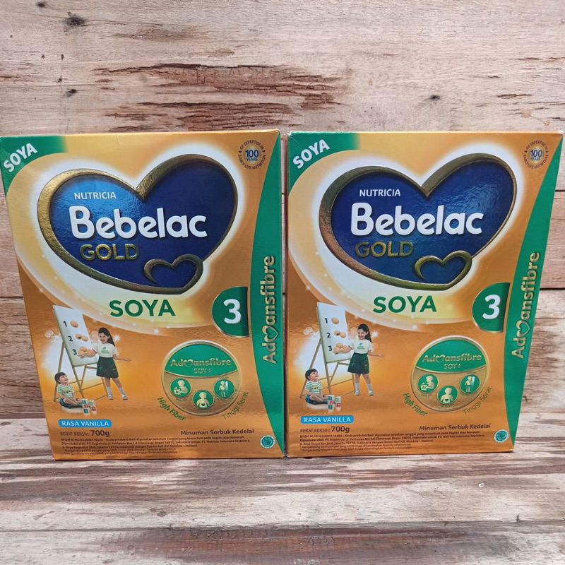 BEBELAC GOLD SOYA 3 VANILA SUSU PERTUMBUHAN ANAK 1-3 TAHUN 700G × 2 BOX