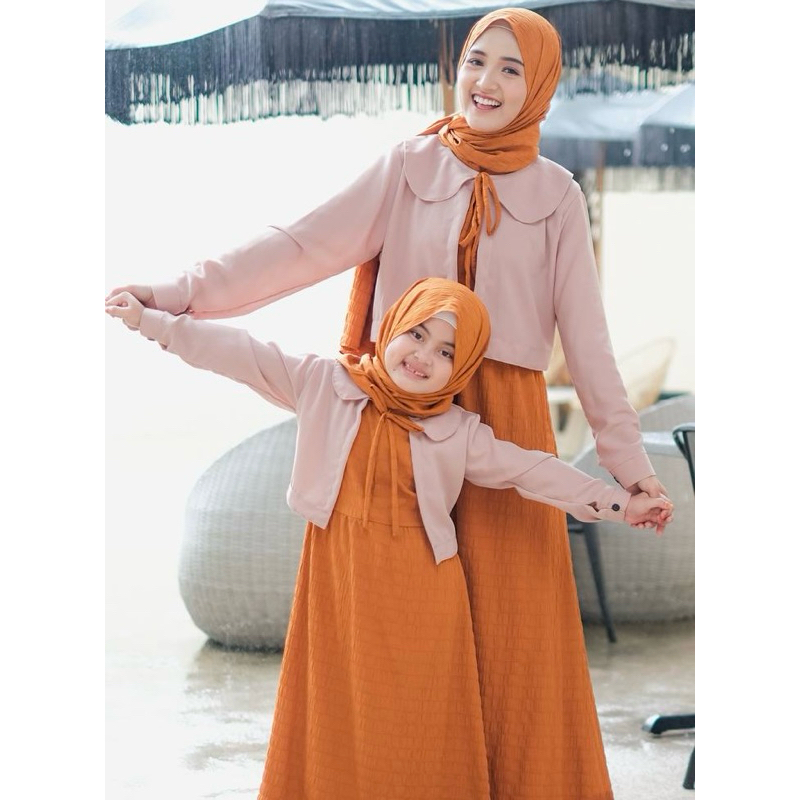 Afhadahijrah - set bubble inner dress panjang baju tanpa lengan wanita casual