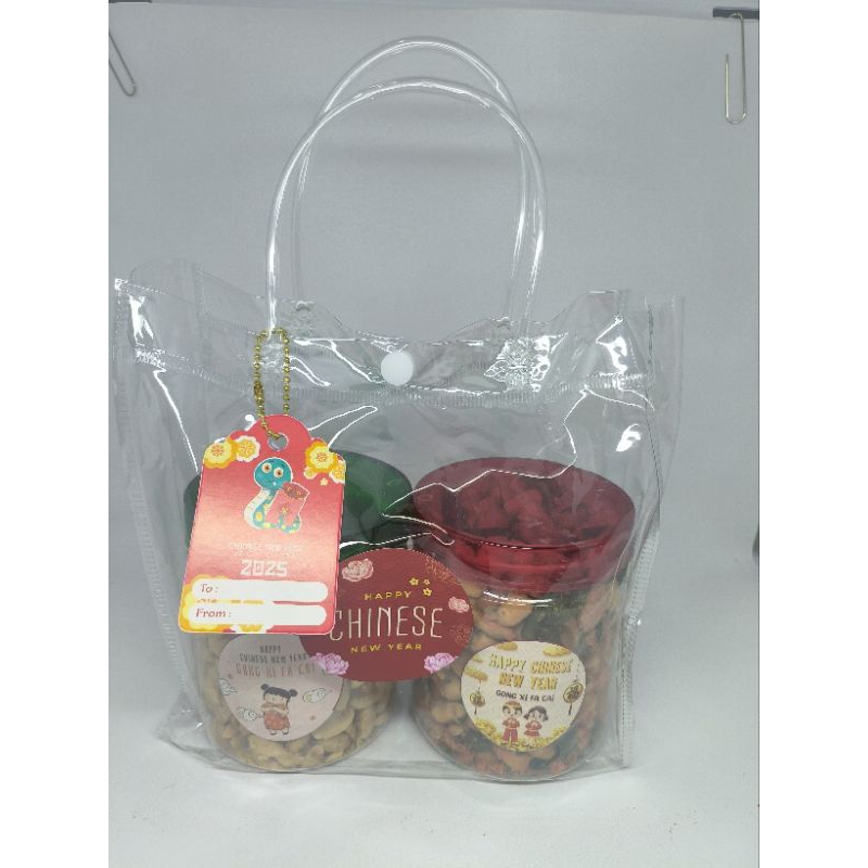 

Hampers Imlek (Chinese New year)JC (D) Tas Mika Isi 2 Toples 300g & 400g free Kartu Ucapan imlek Gratis